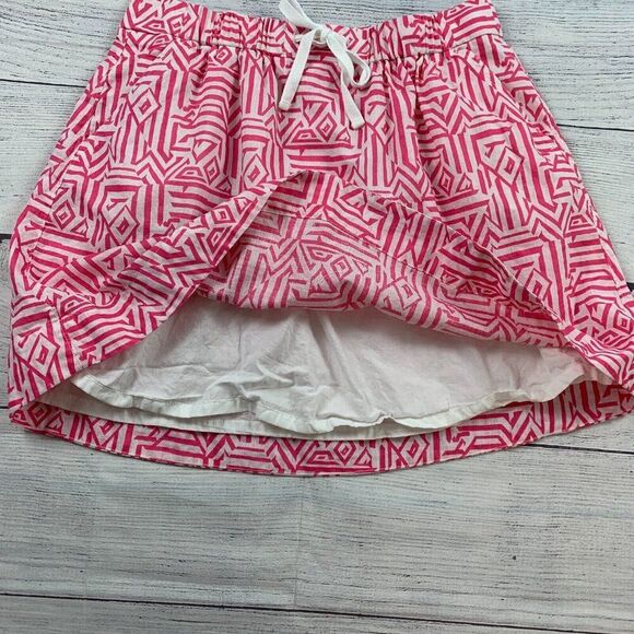 J. Crew Skirt sz 10 Pink Short Length Elastic Waist Lined Patterned Linen Blend - Picture 4 of 9